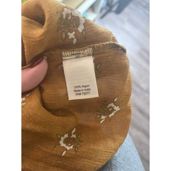 Sonoma Womens Top Size XL Yellow Floral Long Sleeve N8 - Picture 6 of 9